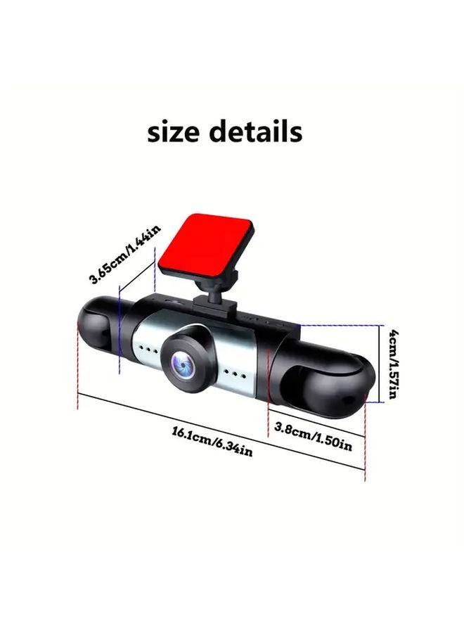 4 Cameras 360 Rotating Car Dash Cam 1080P Front 480P Rear Night Vision Motion Detection - Image 2